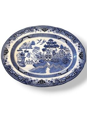 Vintage Heritage Mint Blue Willow Large Oval Turkey Serving Platter 18.5”x 14”